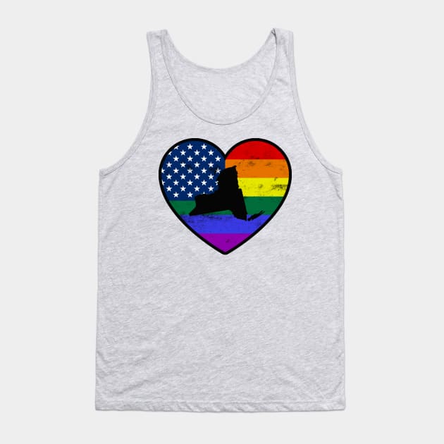 New York United States Gay Pride Flag Heart Tank Top by TextTees